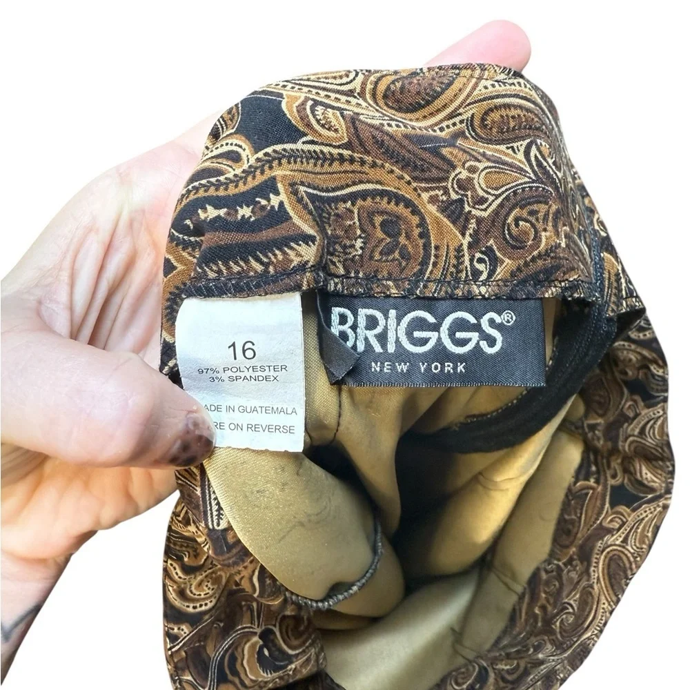 Briggs New York Women’s 16 Brown Paisley Maxi Skirt Classic Grandmacore - Picture 3 of 6